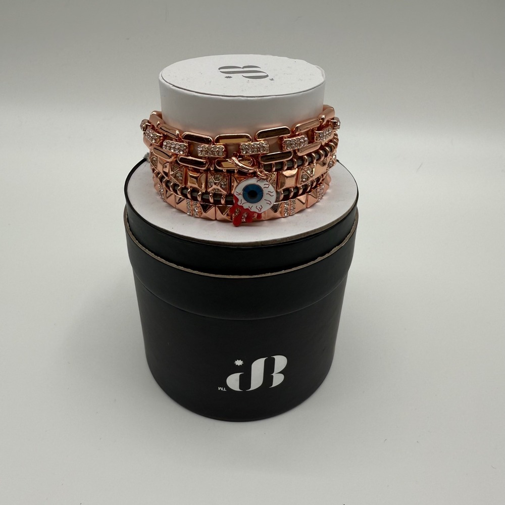 If Looks Could Kill Softly Rose‎ Gold Charm Bracelet Lab Created Stones